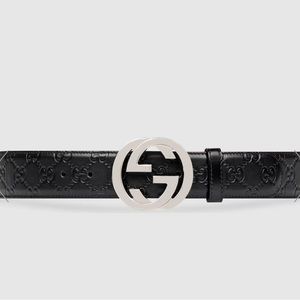 Gucci interlocking GG signature leather belt -black Size 100. New with tags
